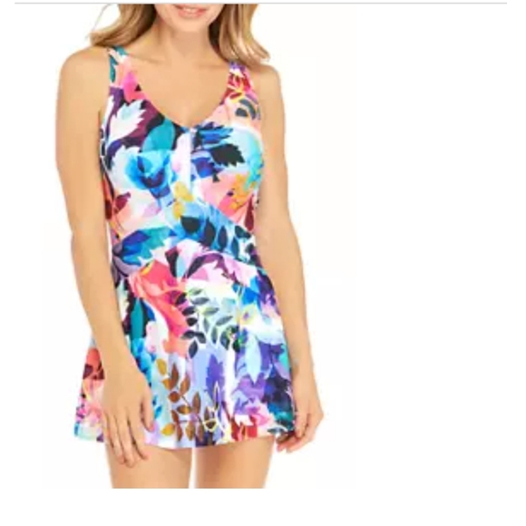 NWT Maxine of Hollywood Garden Party One Piece Swim Dress - Picture 1 of 13
